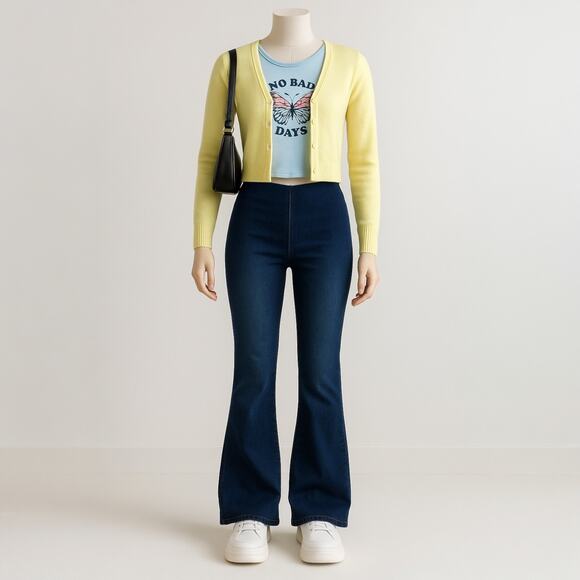 Ella Moss Pull On Flare Jeans 10/30 x 33 Dark Wash Bell Bottoms Western Boho - Picture 2 of 14